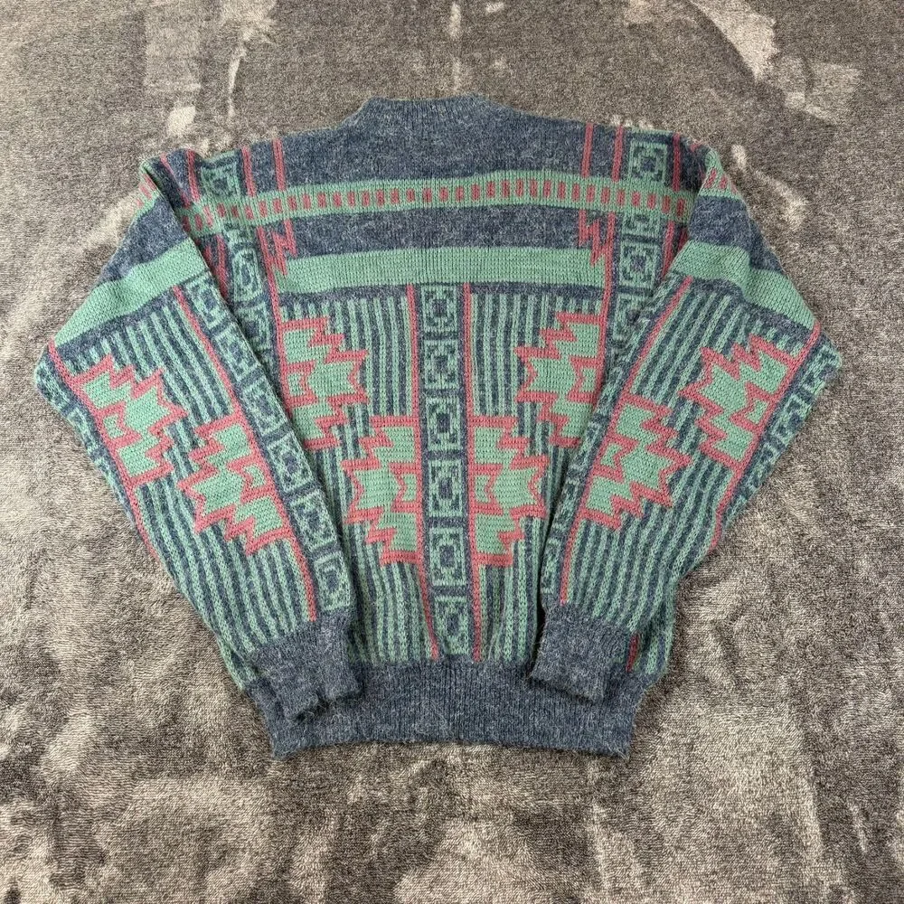 Vtg Mcgregor Fair Isle Nordic Multicolor Aztec Sweater Mock Neck Men's XL USA